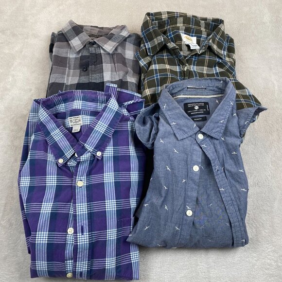 Set Of 4 Mens Long and Short Sleeve Shirts By J.Crew Denim & Flower, Talbots, Ba - Picture 2 of 7